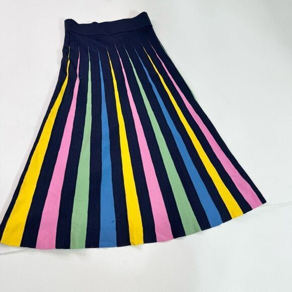 Maeve Midi Skirt Womens Small Blue Rainbow Pleated Contrast Classic Career - Picture 8 of 9